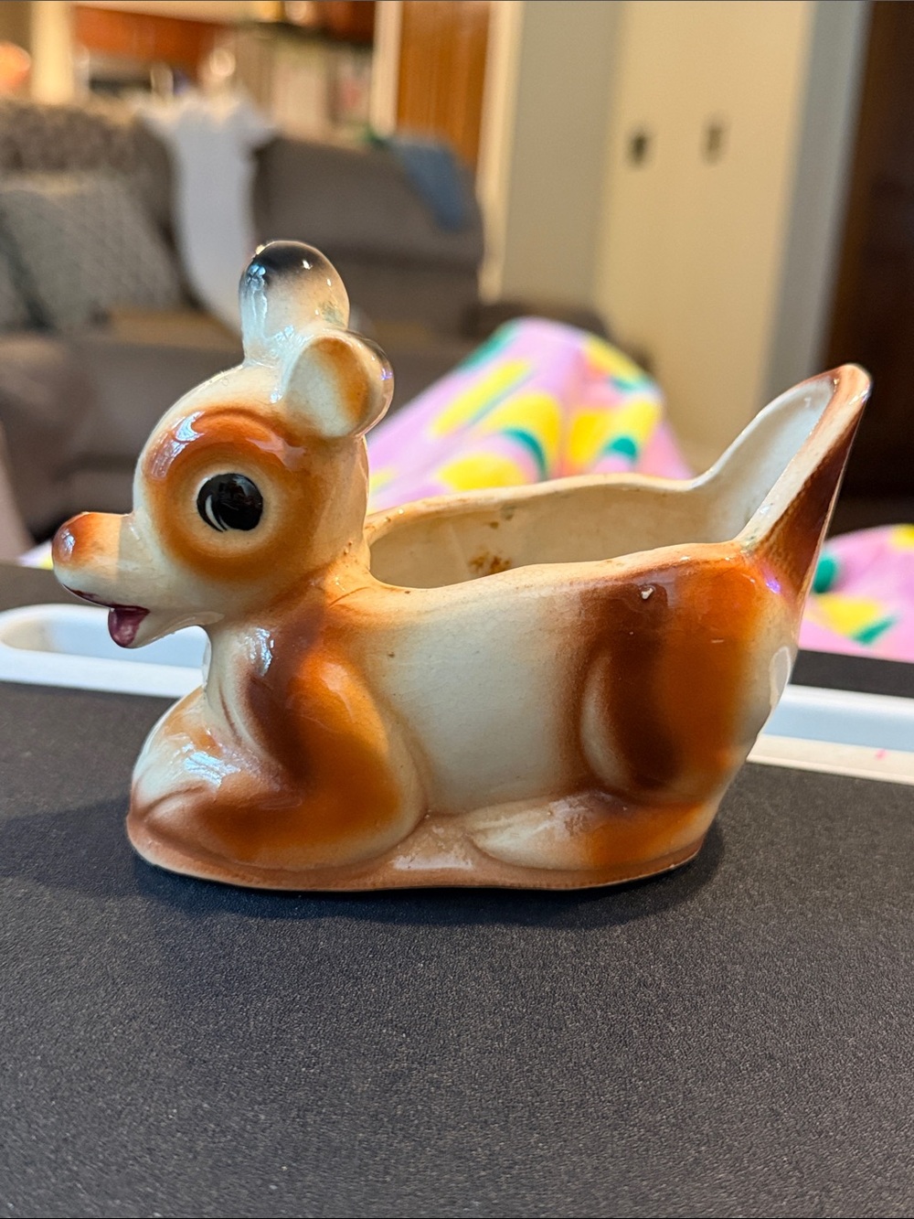 vintage Mid-Century Modern ceramic deer/fawn planter